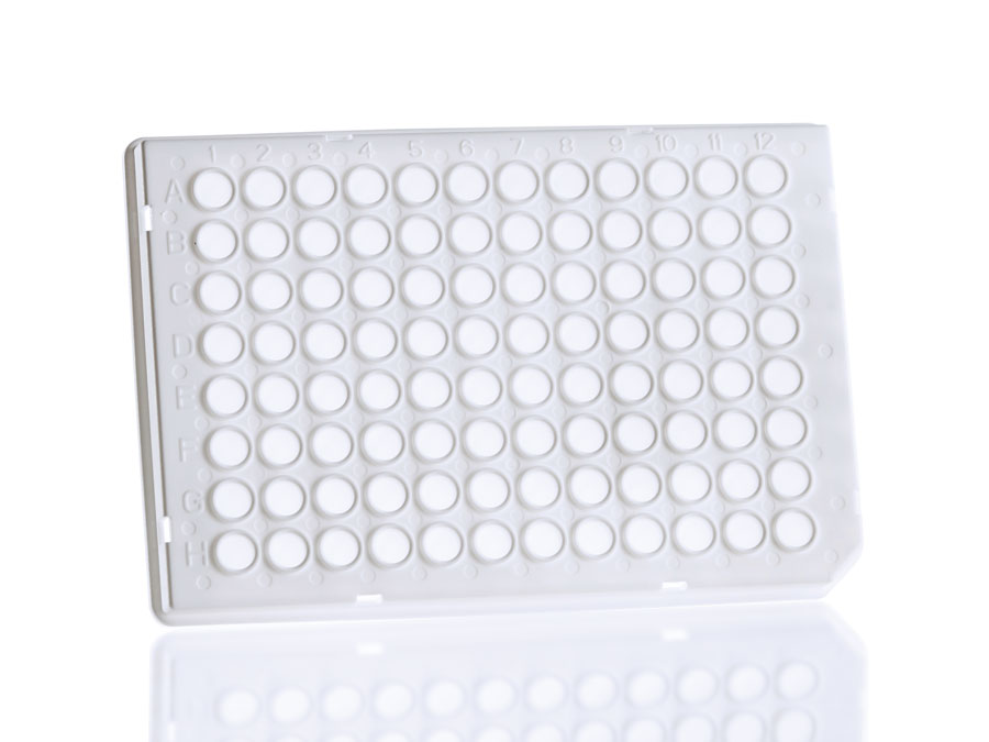 96well semi-skirted PCR plate for LC480, white, black grid - BIOKÉ
